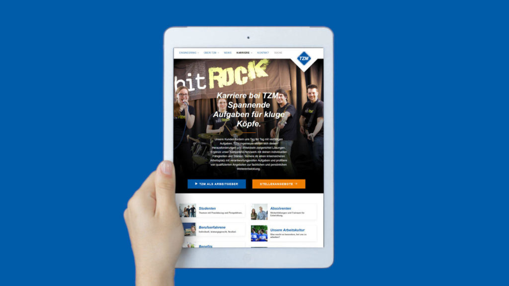 TZM Karriere Landingpage, Tablet