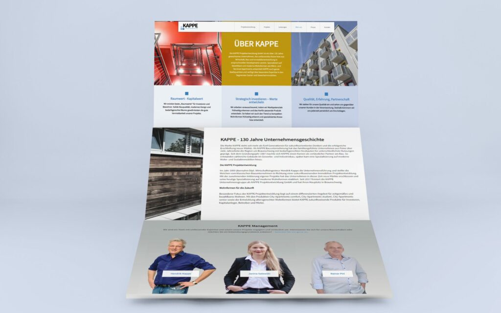 Kappe Über uns Website Mockup