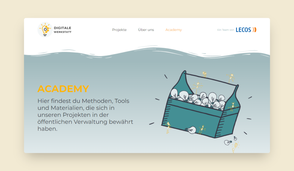 Lecos Digitale Werkstatt: Academy Landingpage